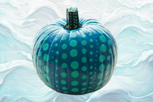 blue polka dotted pumpkin