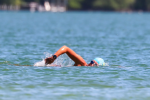 woman swimming in lake