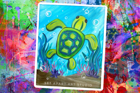 Colorful painting of a sea turtle