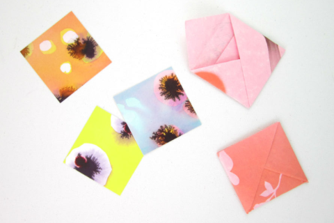 5 square envelopes in different colors