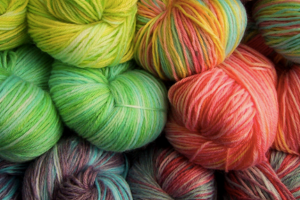 Closeup of colorful yarn