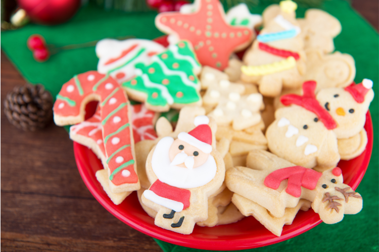 Plate of festive holiday cookies