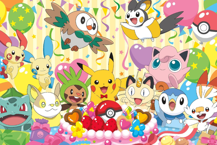 Colorful crowd of Pokémon characters