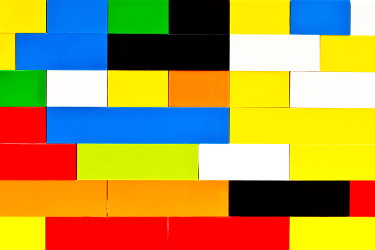 Colorful wall of LEGO bricks